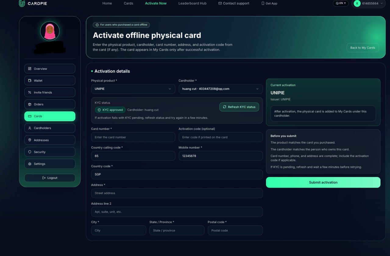 Offline activation form